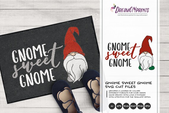Gnome Sweet Gnome SVG | Christmas Quote SVG | Fun Christmas Design