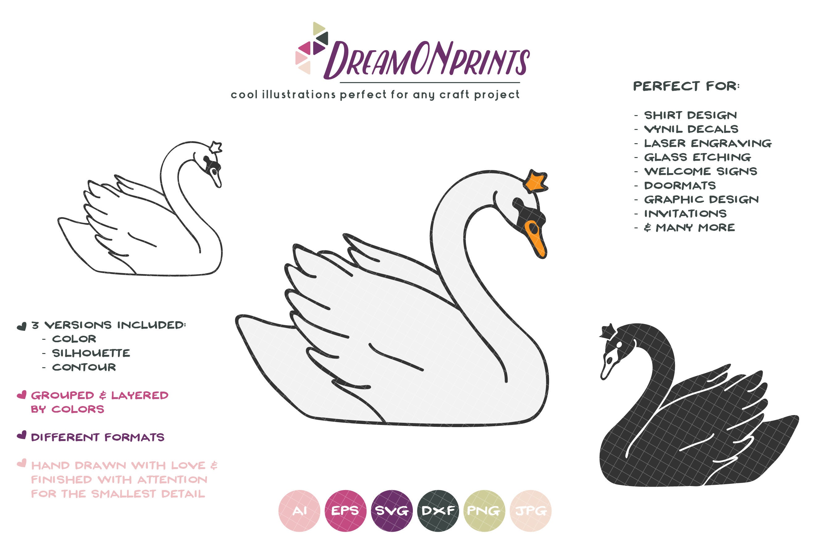 Download Swan Svg Princess Crown Svg Kids Svg Svg For Cricut Silhouette T Shirt Transfer Vector Clipart Decal Greeting Card Cut File Dop181