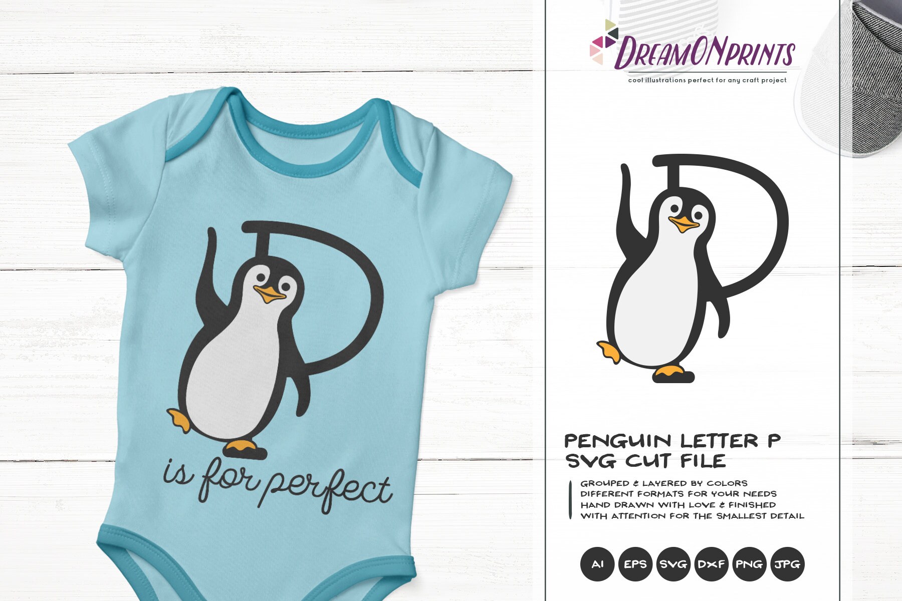 Download Penguin Svg Monogram Letter P Svg Cut File
