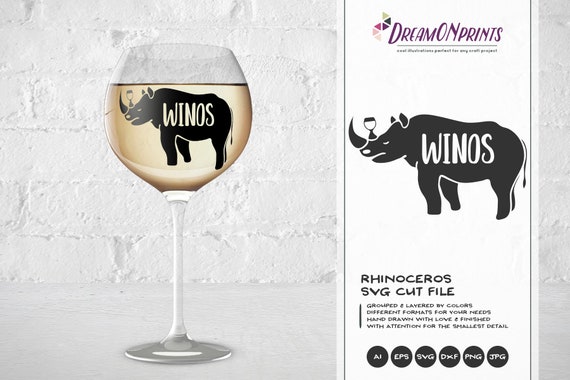 Rhino SVG Wine Svg, Winos Svg, Rhinoceros Svg Wine Lover SVG Files for Cricut, Silhouette Cutting Machines DOP124