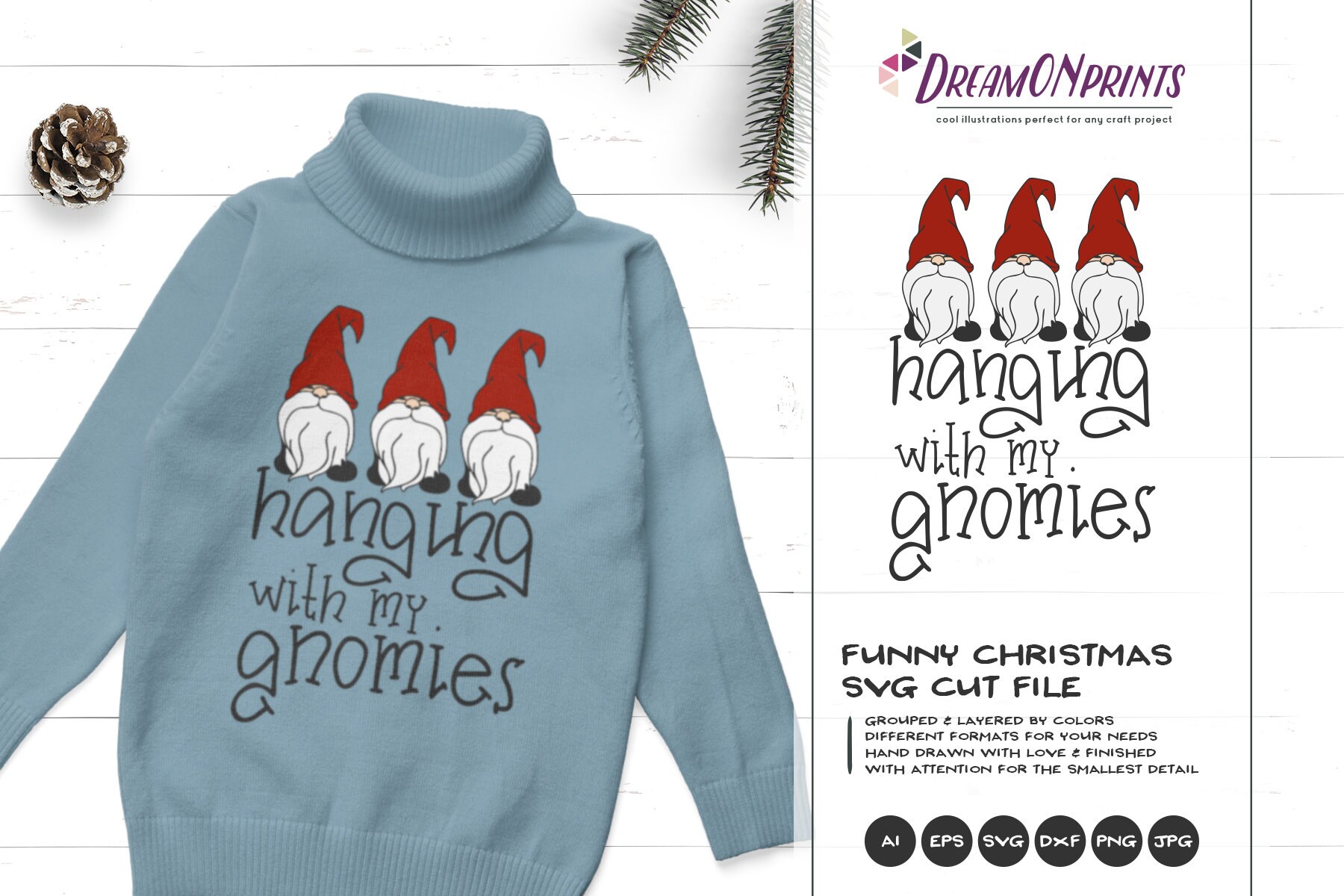 Download Hanging With My Gnomies SVG | Fun Gnome Christmas Cut ...