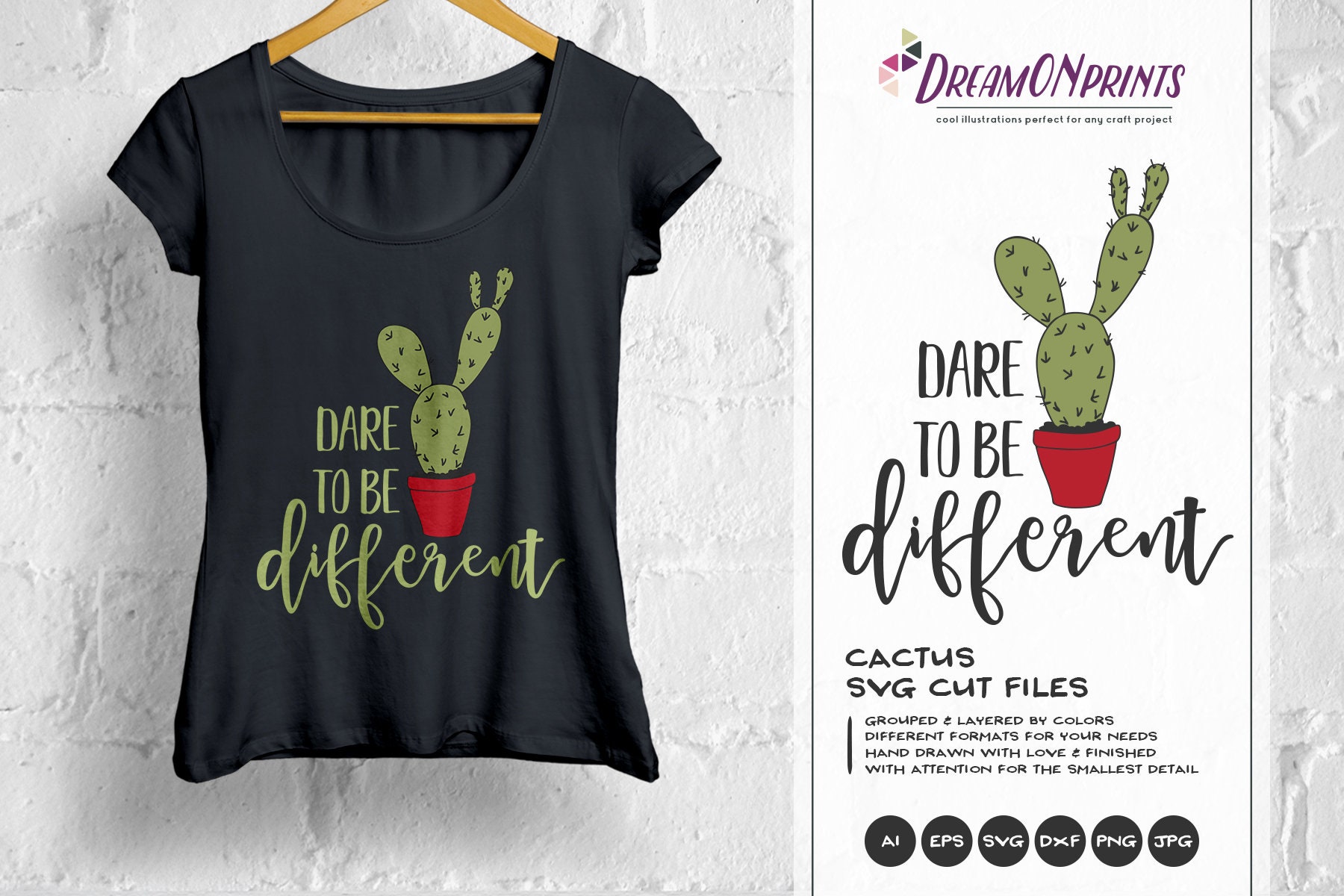 Cactus Svg Be Different Svg Cacti Svg Cactus Quotes Fun Svg For Cricut Svg For Silhouette Dop057