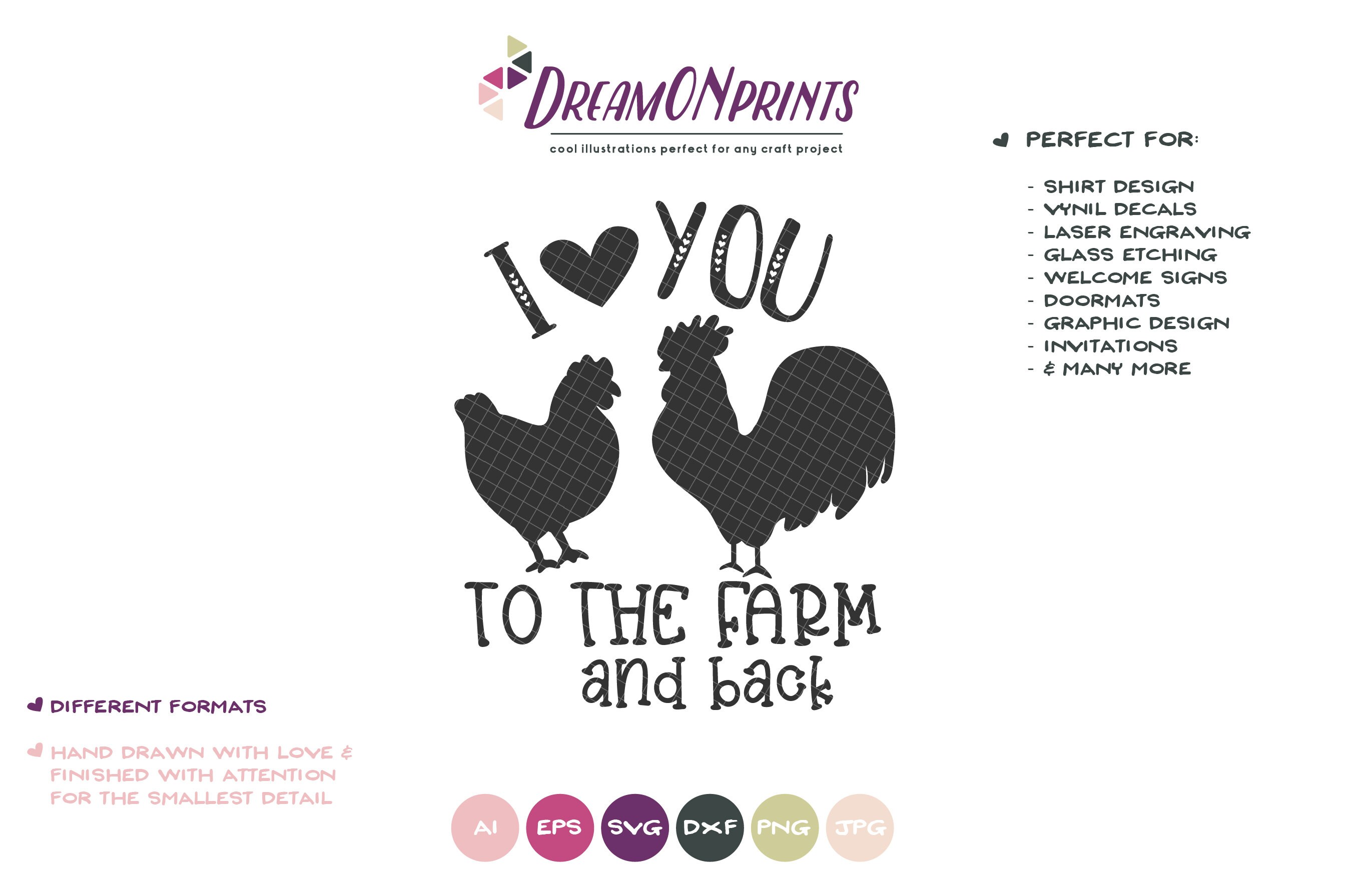 I Love You To The Farm And Back Svg Hen Svg Rooster Svg Farm Animals Svg Farm Svg Farmhouse Svg Files For Cutting And Printing Dop277