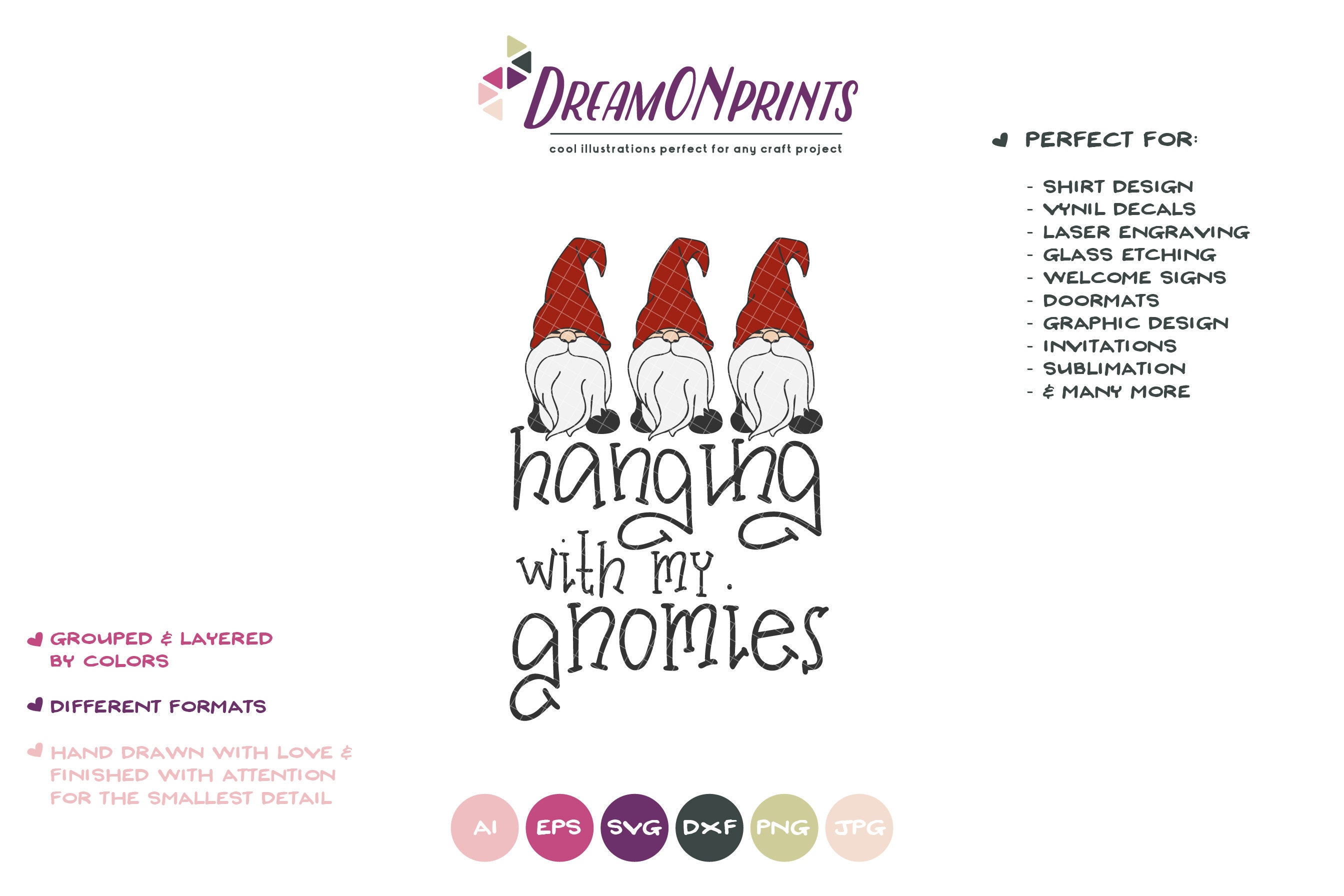 Hanging With My Gnomies SVG | Fun Gnome Christmas Cut Files | Friends Shirt Design