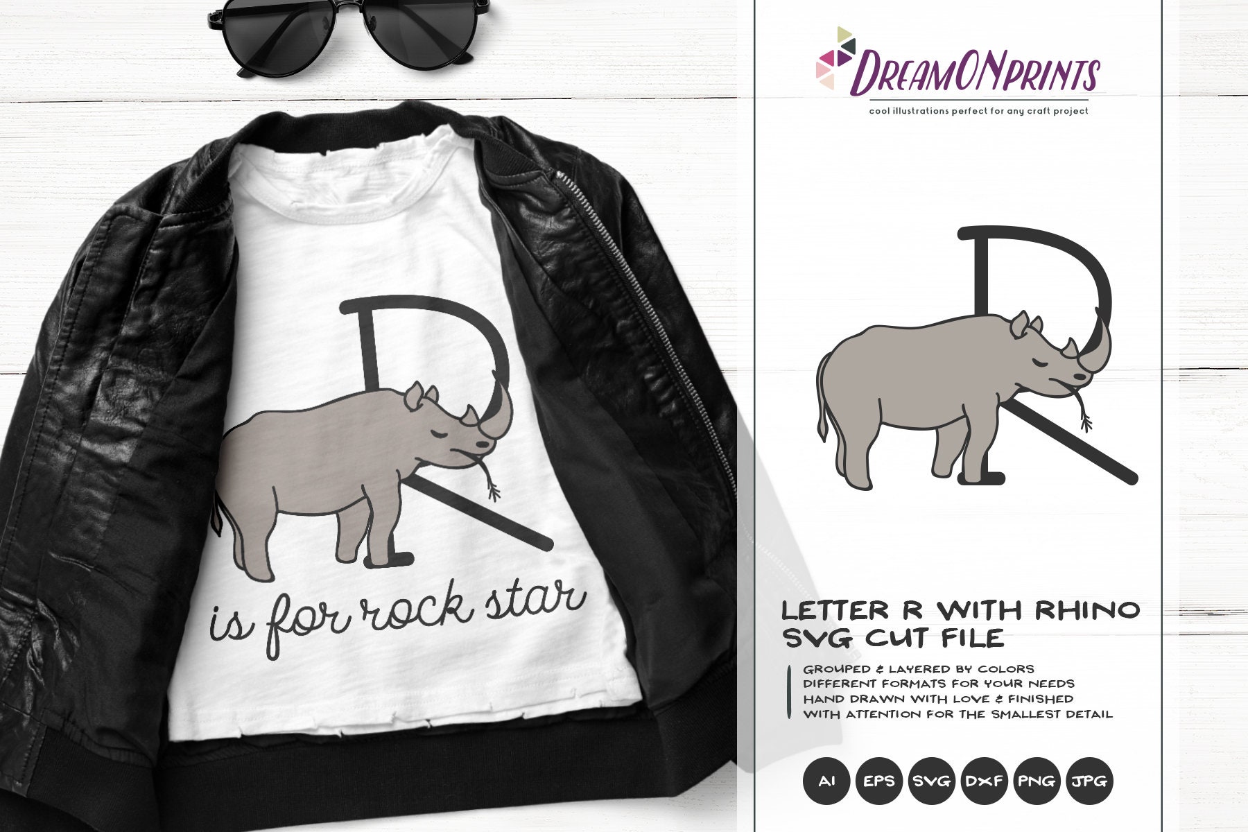 Download Rhino SVG Letter R SVG | Monogram Letter R with Rhinoceros