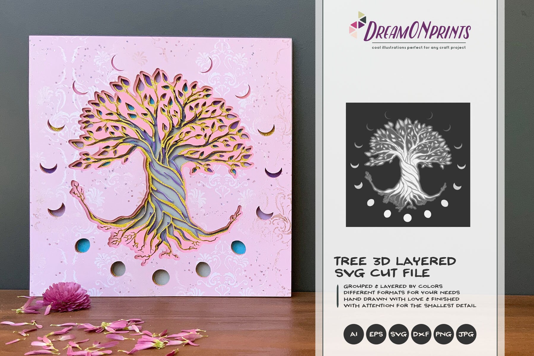 Download Tree 3d Svg Tree Svg 3d Layered Design Moon Phases