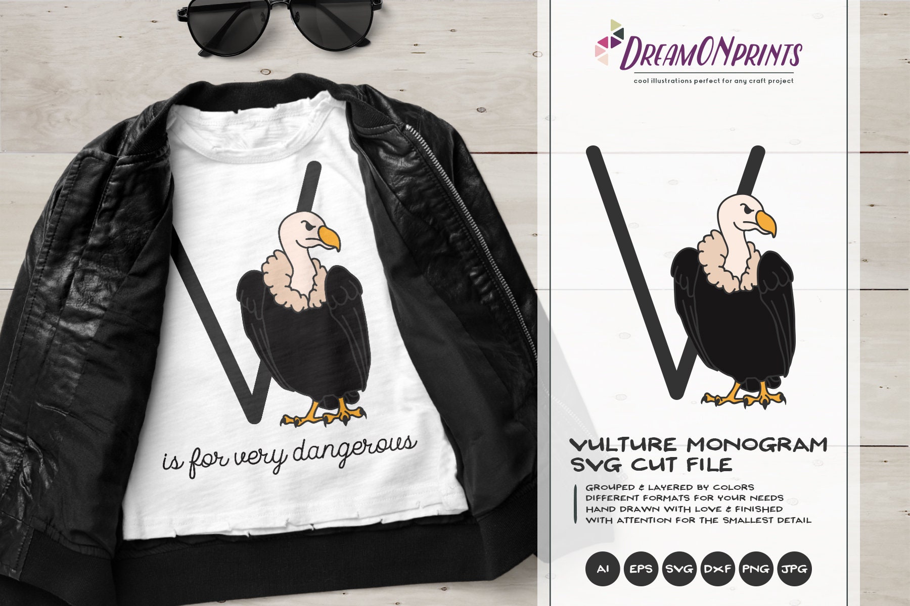 Download Vulture SVG | Monogram Letter V SVG Cut File
