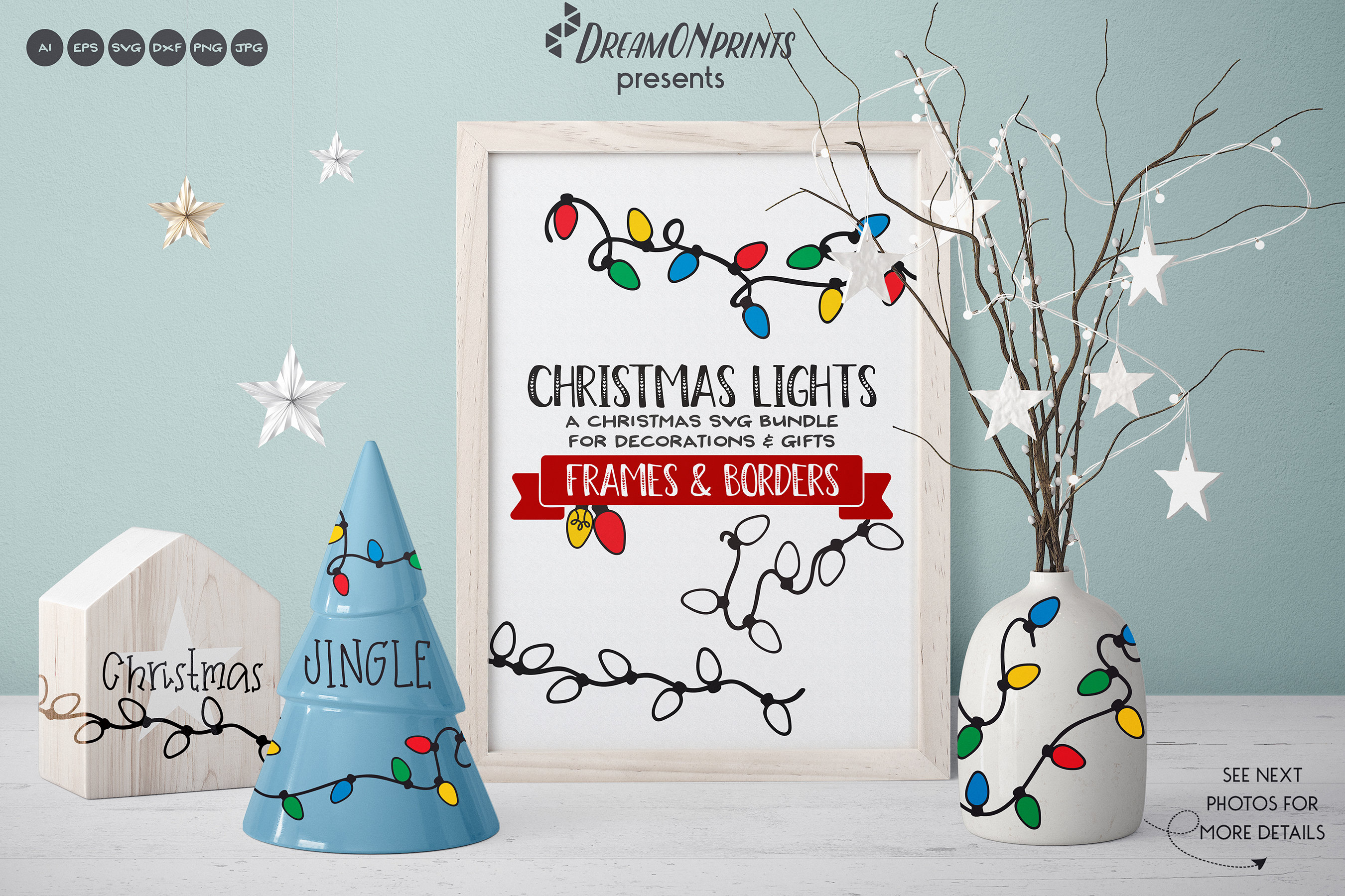 Download Christmas Lights Svg Bundle Light Bulbs Frames Borders PSD Mockup Templates