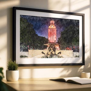 University of Texas UT Tower Print, UT Longhorn Artwork, University of Texas Gift Gift, Longhorn Traditions, Longhorn Wedding Gift