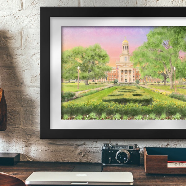 Baylor Pat Neff Hall Print, Baylor Bears Artwork, Baylor Bears Christmas Print and Gift