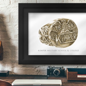 Kemper Military School & College Graduation Ring Drawing PRINT