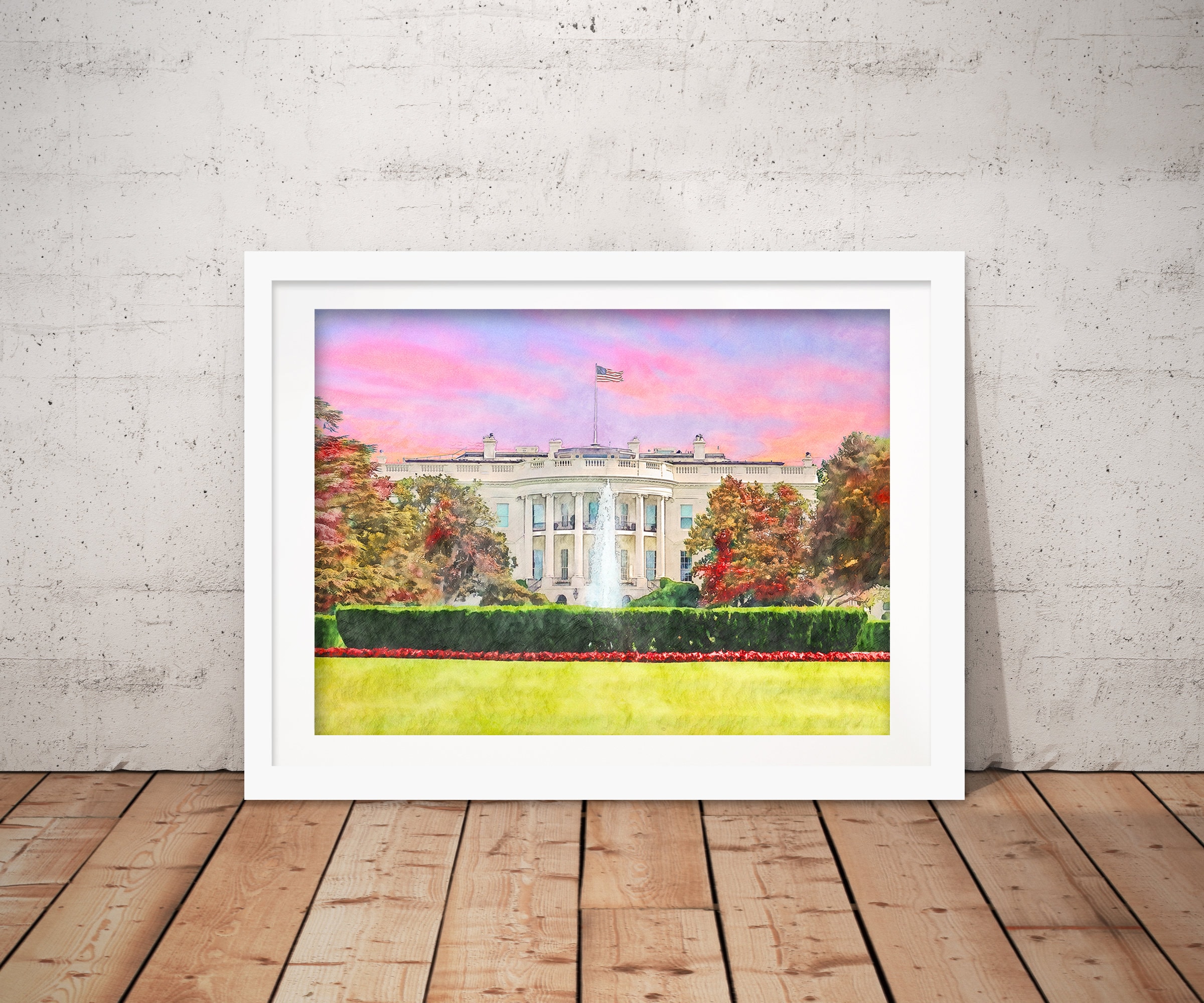 USA White House Art Print USA Wall Art USA Patriotic | Etsy
