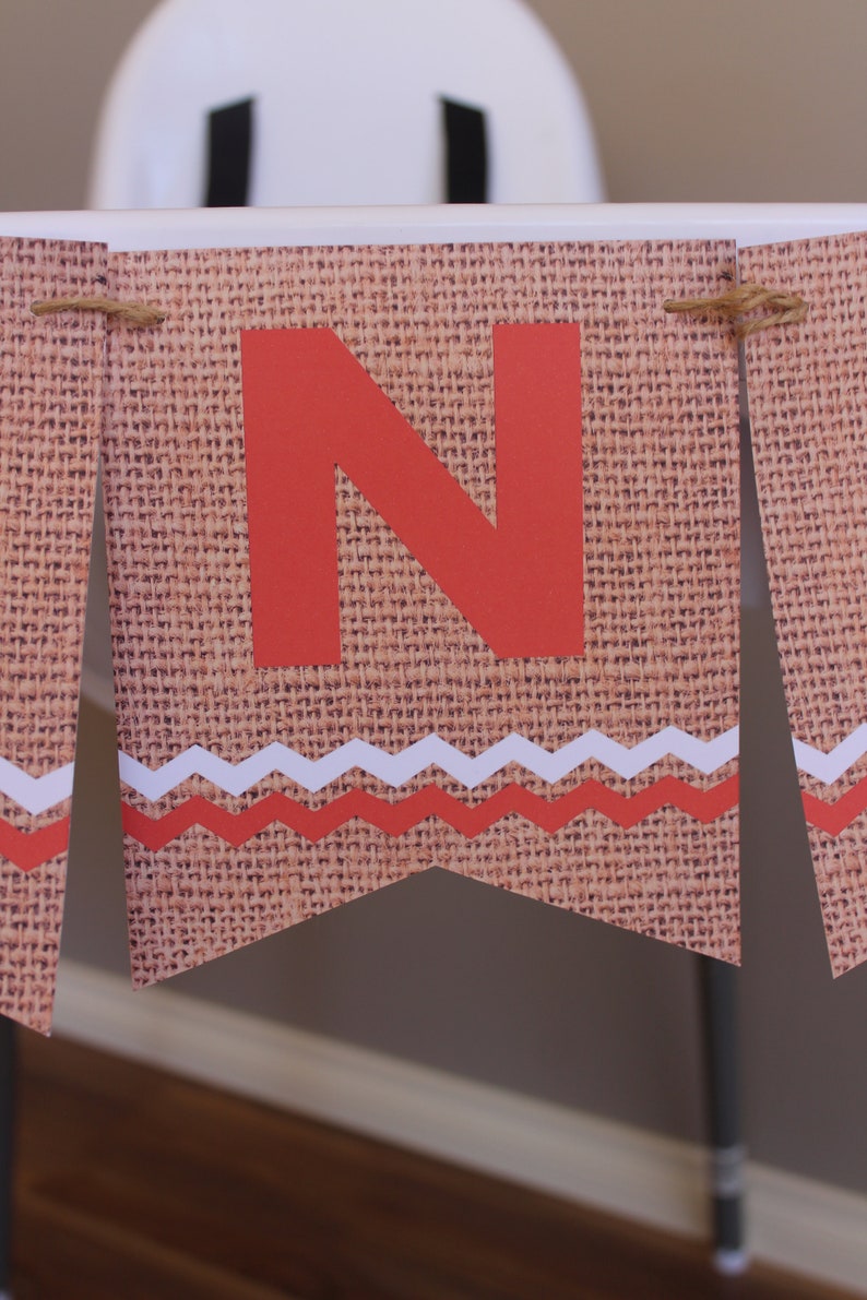 Sock Monkey ONE High Chair Bunting Banner ONE Banner Custom Made Hessian Look 1st First Birthday Decoration