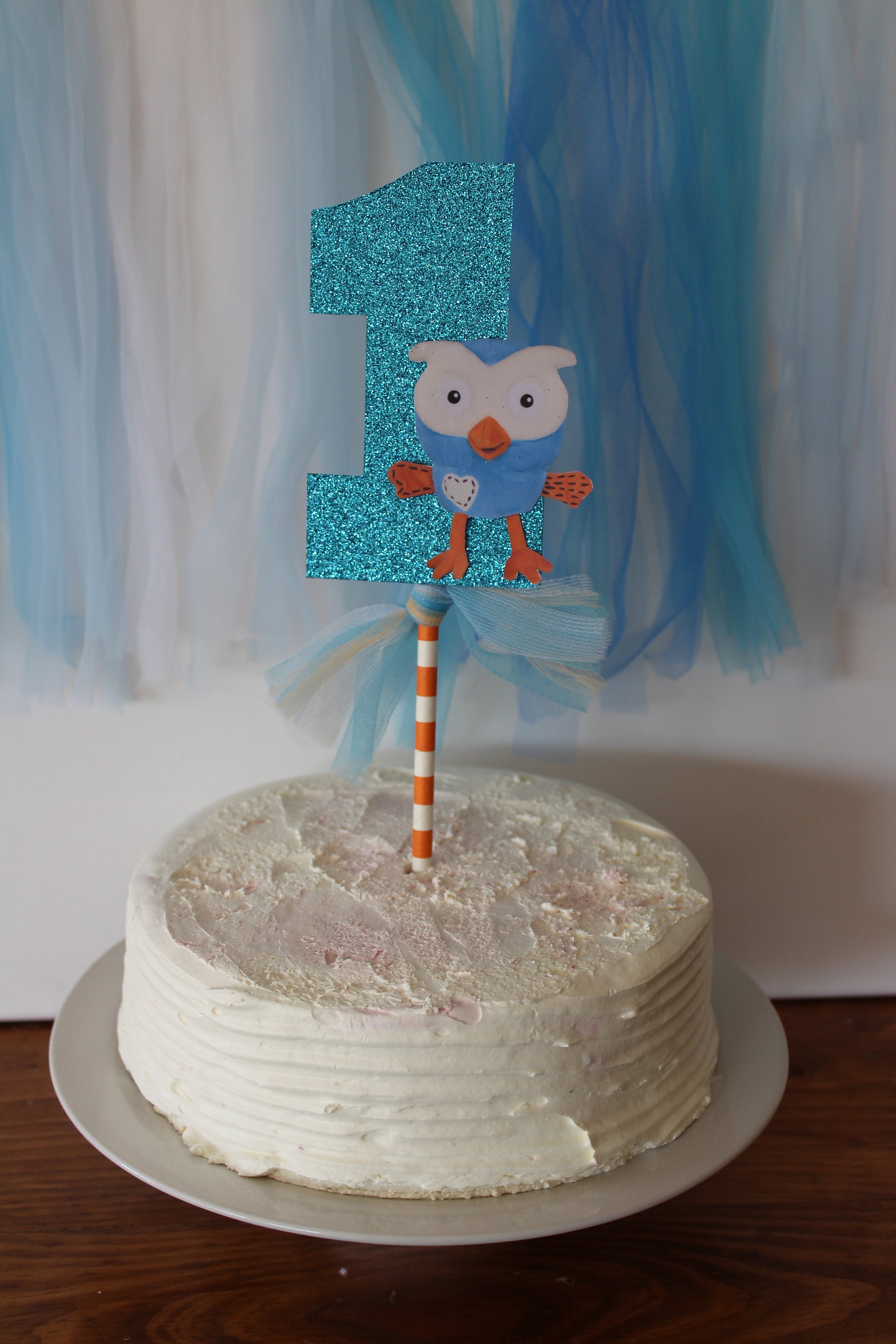 Hoot Number 1 Cake Topper With Bow 1st First Birthday Custom Etsy
