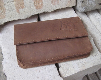 Leather Tobacco pouch Leather distressed wallet Handcrafted leather pouch Leather tobacco wallet in brown