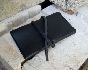 Leather Tobacco pouch Leather black wallet Handcrafted leather tobacco pouch Leather tobacco case
