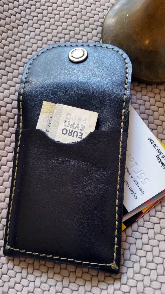 black leather card case