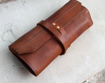 Leather Pencil Roll case Personalized Leather Pencil Roll case storage Leather Artist Tool Roll Leather Pen brush Case