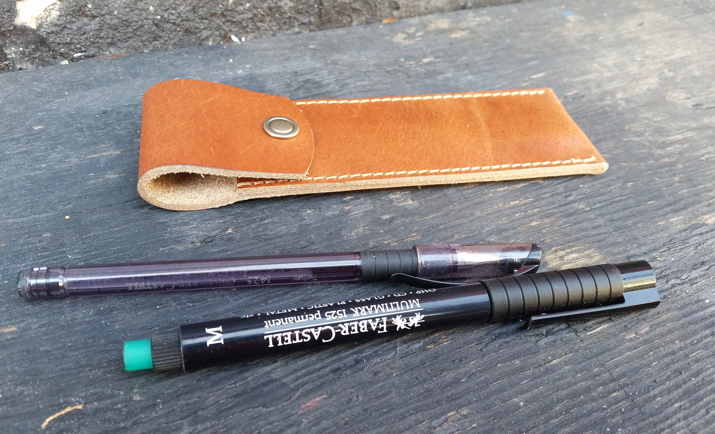 distressed leather pencil pouch / retro leather pen pencil case – DMleather