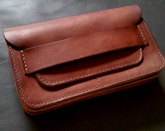 Leather Tobacco pouch Leather wallet Leather case Handcrafted leather pouch Leather tobacco wallet in brown leather