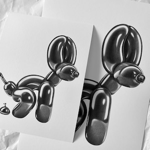 Shit Dog - Giclée Art Print of Original Pencil Drawing | Balloon Dog Art | Limited Edition