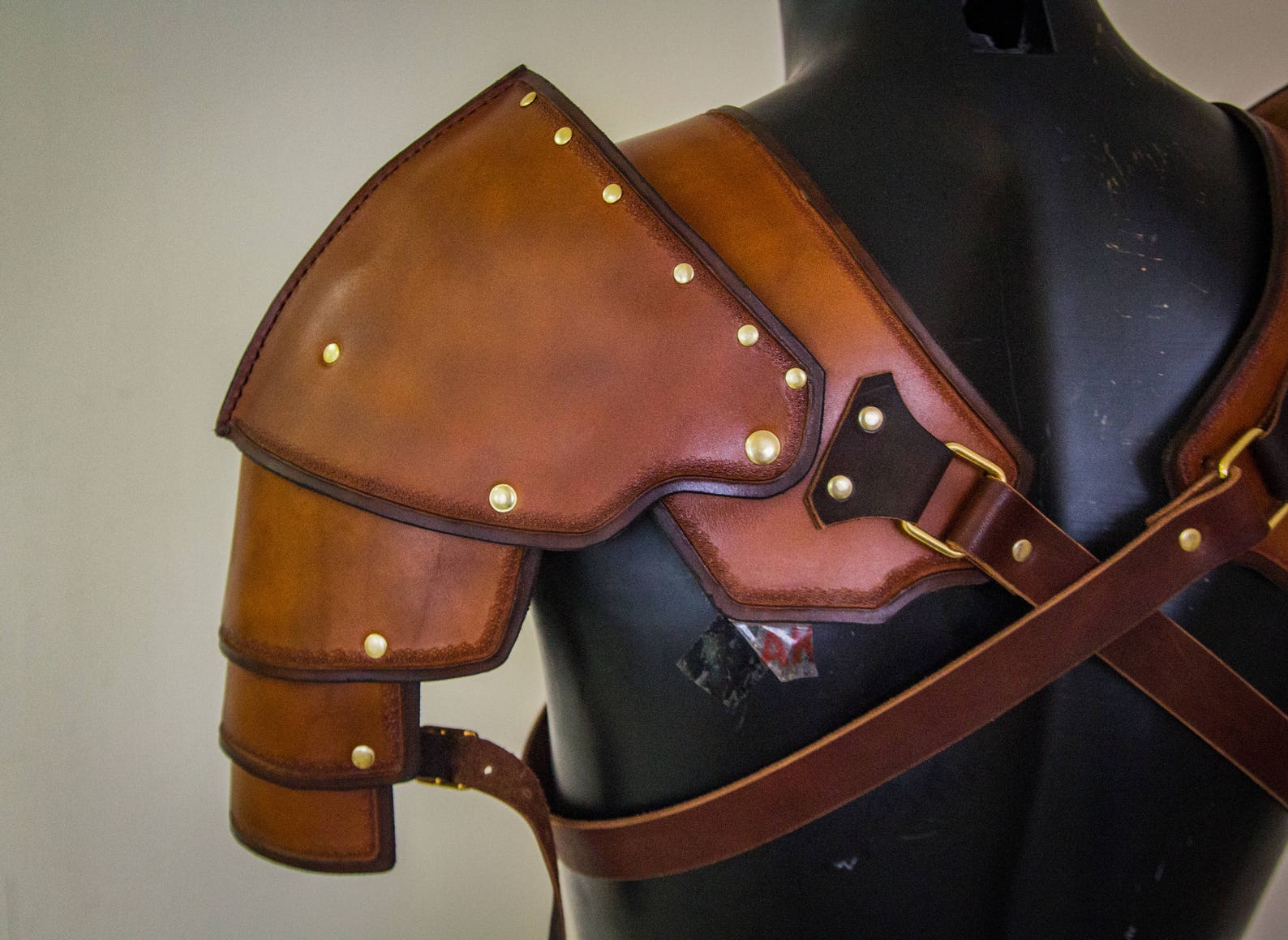 LARP leather armor Shoulder armor Leather pauldrons Leather Etsy