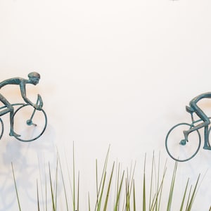2 piece 3D Sculpture Bicycle Wall Art Gift For Home Decor Interior Design UNIQUE AND AMAZING floating Man Bronze