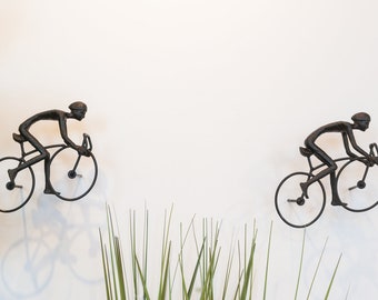 2 piece 3D Sculpture Bicycle Wall Art Gift For Home Decor Interior Design UNIQUE AND AMAZING floating Man Black