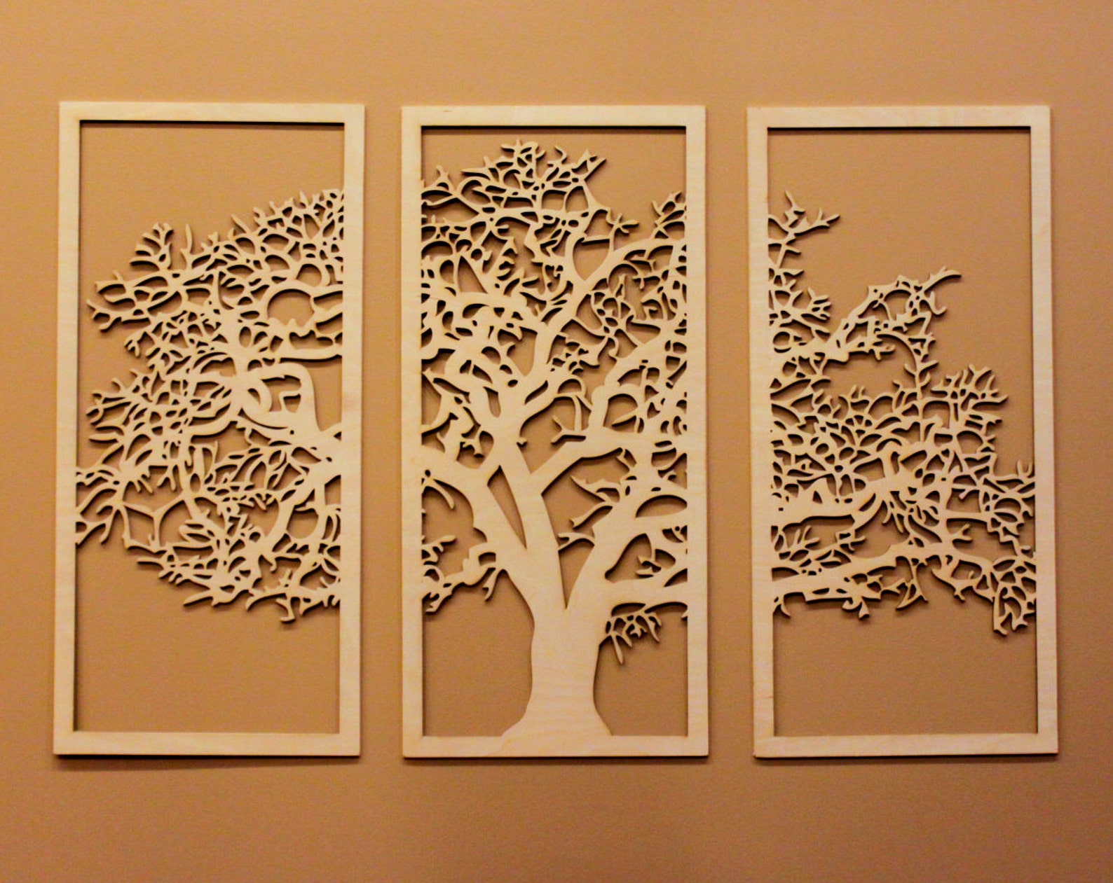 Tree of Life 3 Panel Tree Wood Wall Art Wall Hanging Etsy