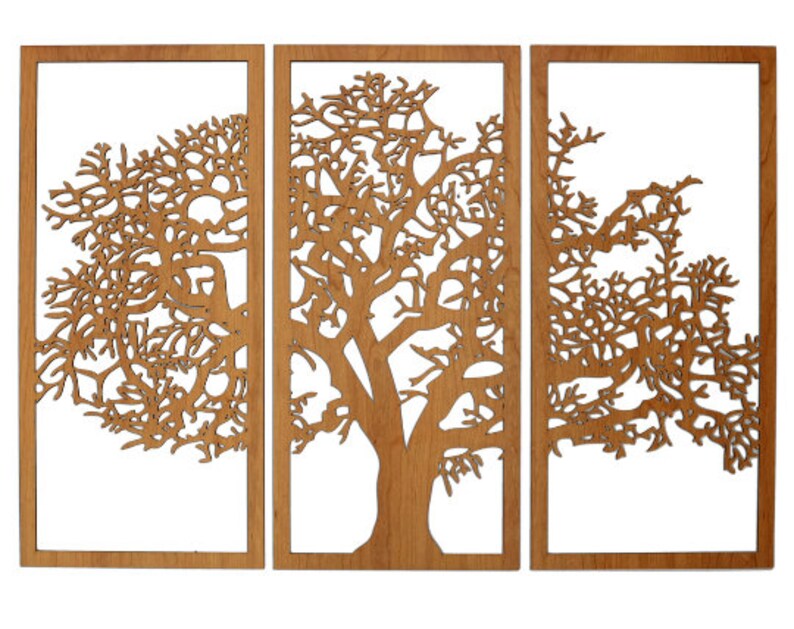 Tree of Life 3 Panel Tree Wood Wall Art Wall Hanging Etsy
