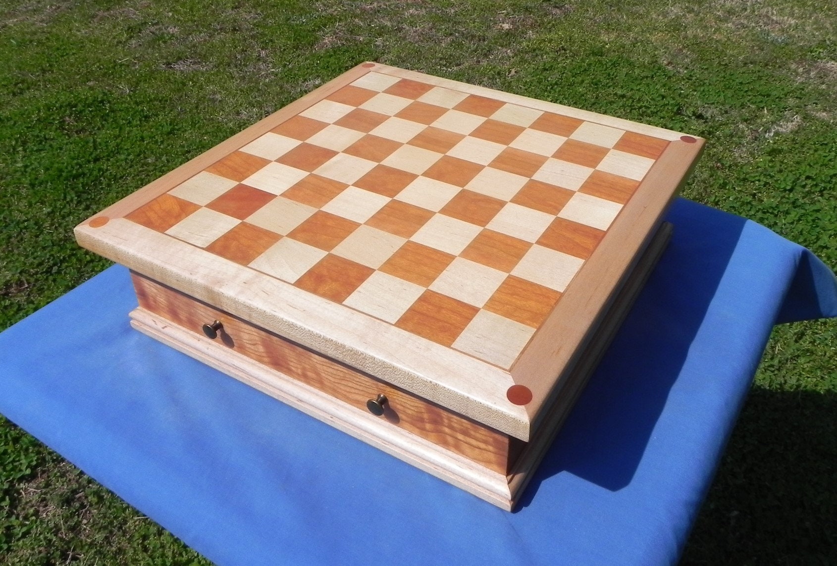 Custom Contemporary Chess Board - African Palisander / Maple Burl - 2.5  Squares