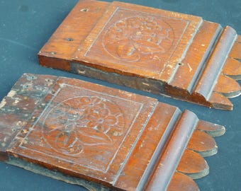 Salvaged Oak Furniture Parts, Pressed Floral In Wood Panels, FREE SHIPPING!!