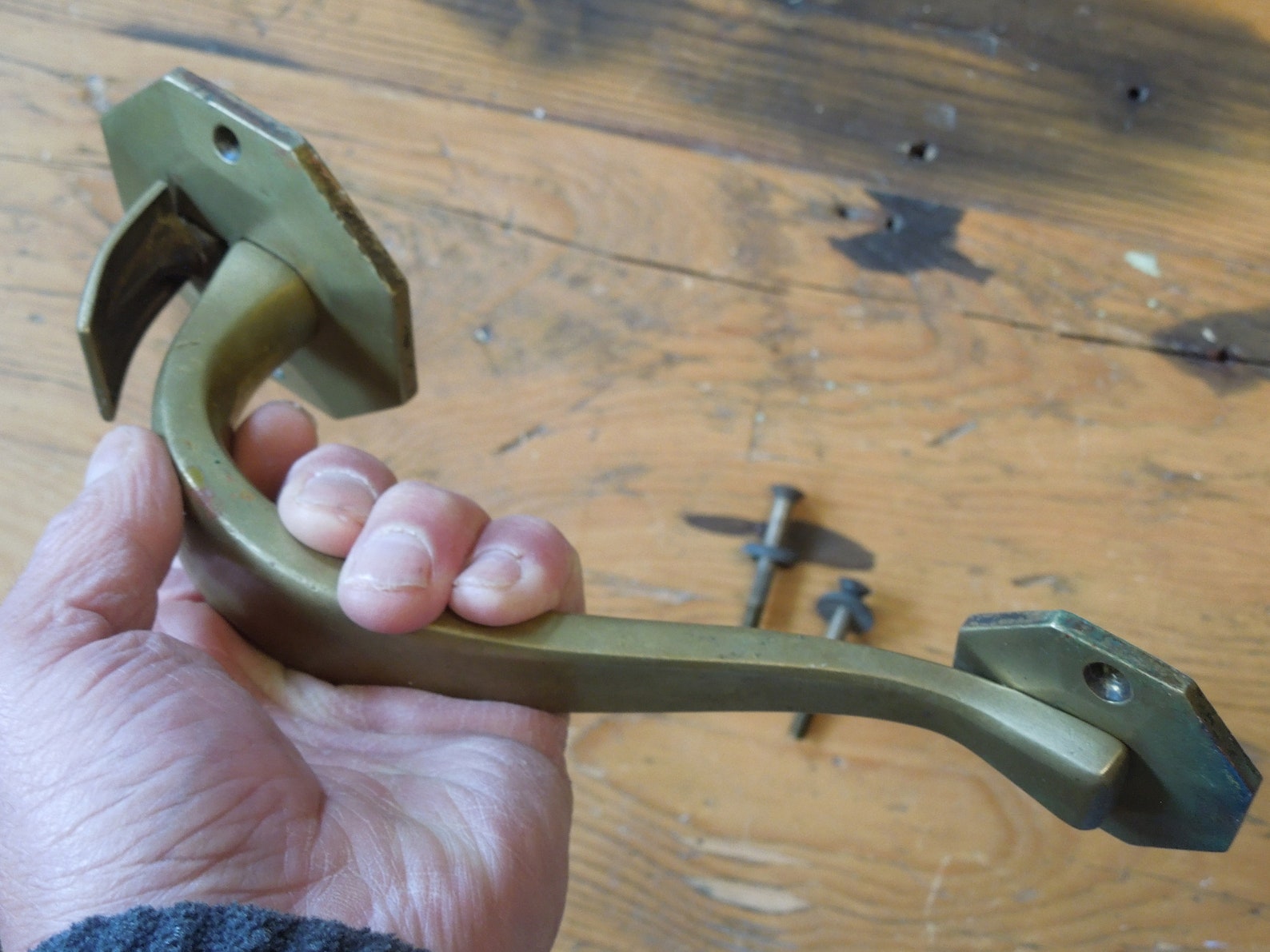 Front Door Handle Mid Century Brass Front Door Hardware Etsy