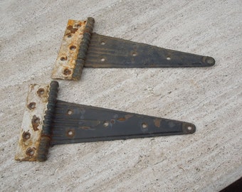Pair Of Heavy Duty Antique Hinges, Farm Gate Pressed Steel Hinges, Large Hinges, FREE SHIPPING!!