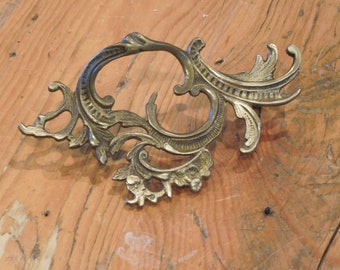 Rare Brass Ornate Drawer Handle, Art Nouveau Hardware, Authentic Antique Drawer Handle, FREE SHIPPING!!