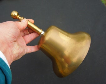 Large Loud Brass Bell, Hand Held Huge Brass School Bell, FREE SHIPPING!!
