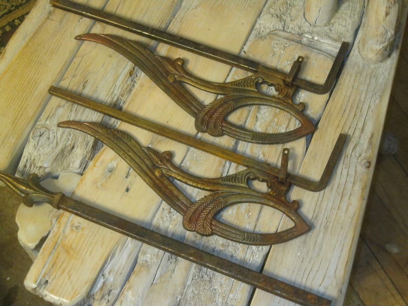 Victorian Antique Swing Arm Curtain Rods Rare Hardwarefree Etsy UK