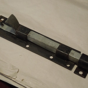 Large Antique Barrel Bolt Lock With Keeper, 1920&#39;s Antique Door Lock, FREE SHIPPING!!