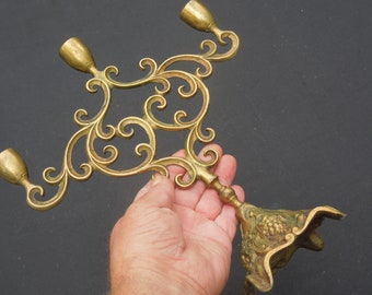 Antique Brass Three Candle Candelabra, Candlelight Table Center Piece, Romance Lighting, FREE SHIPPING!!