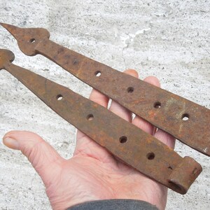 Hand Forged Antique strap Hinges, Spade End Primitive Door Hinges, FREE SHIPPING!!