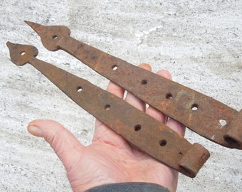 Hand Forged Antique strap Hinges, Spade End Primitive Door Hinges, FREE SHIPPING!!