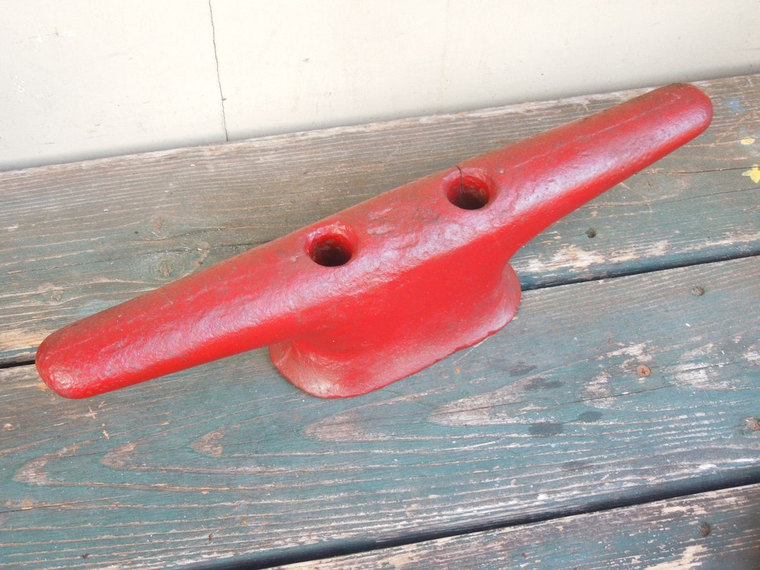 Huge Red Cast Iron Dock Rope Cleat, Maritime Nautical Decor, Large Rope ...