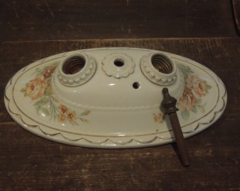 Antique Two Bulb Pull Chain Ceiling Porcelain Light Fixture, Antique Bathroom Lighting, FREE PRIORITY SHIPPING!!