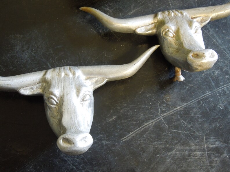 Vintage Long Horn Bull Handles Unique Cast Aluminum Roadhouse Etsy