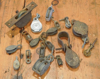 Assorted Salvaged Pulleys, Lot Of Rope Pulleys, FREE SHIPPING!!