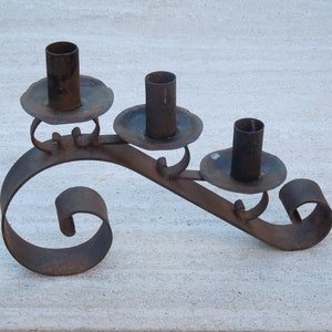 Primitive Wrought Iron Candelabra, Gothic Candle Holder, Blacksmith Made, FREE SHIPPING!!