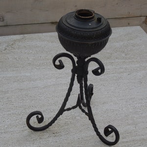 Antique Wrought Iron Oil Lamp, Gothic Lighting, Bradley Hubbard Oil Lamp, FREE SHIPPING!!
