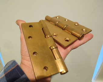 Solid Brass Stanley Door Hinges, Mid Century Brass Butt Hinges, 5 Inch Hinges, FREE SHIPPING!!