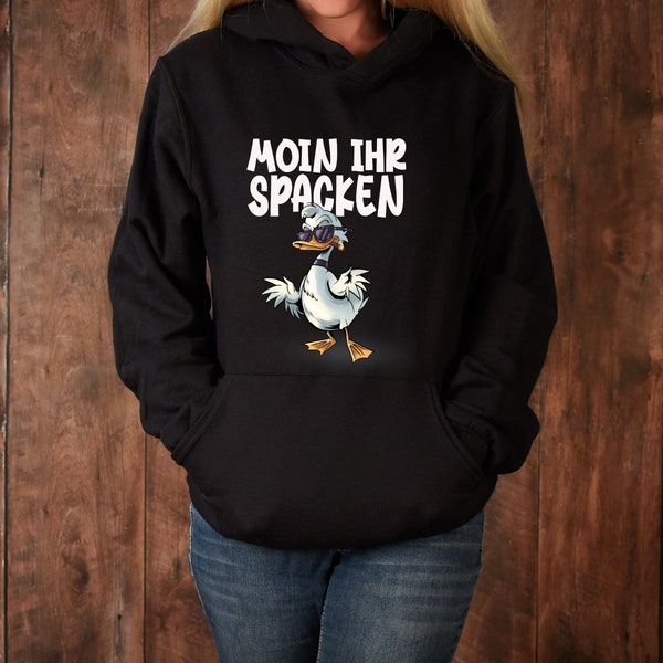 Hoodie Moin ihr Spacken - Möwe Norddeutsch Maritim Spruch Lustig Humor Geschenkidee Statement