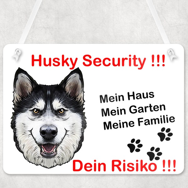 Türschild Eingangsschild Schild mit Husky Hund - Deko Warnschild mit Hund